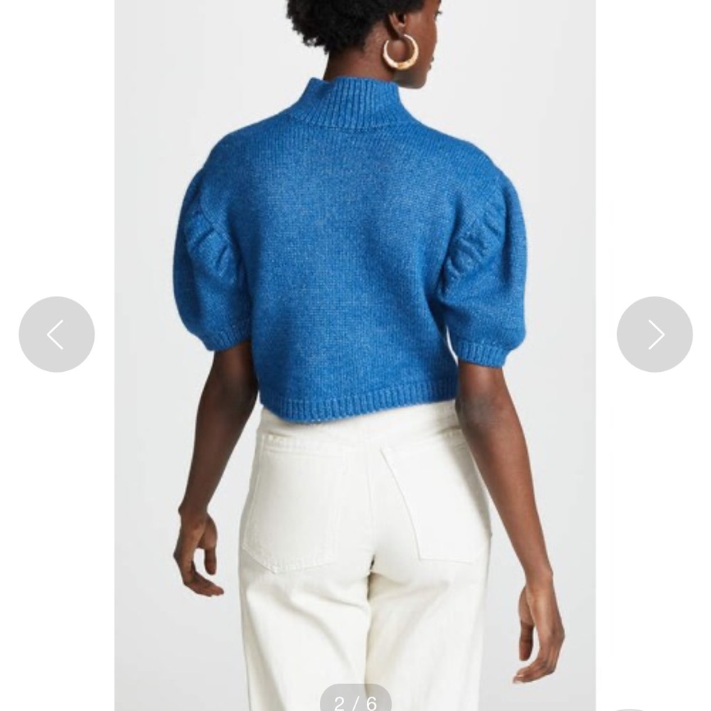 Rachel Comey Blue Puff-Sleeve Knit Polo Sweater - Picture 10 of 14